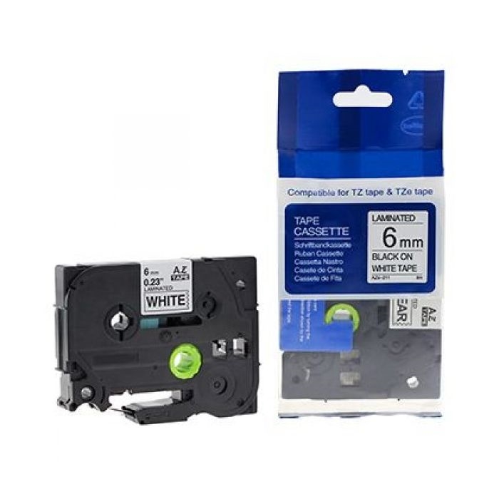 TZ211-Brother TZ-211 NOIR/BLANC 6mm compatibe