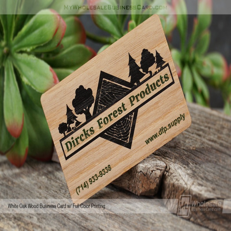 White Oak Wood Business Cards